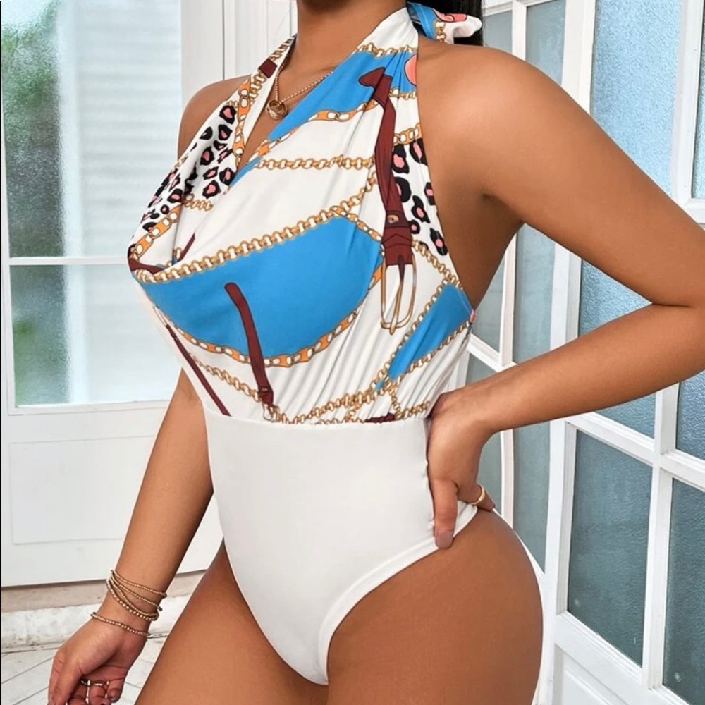 New Women’s draped front Bodysuit halter top blouse